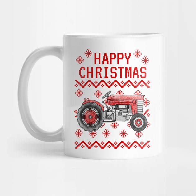 Vintage Tractor Ugly Christmas Farmer Farming Funny by doodlerob